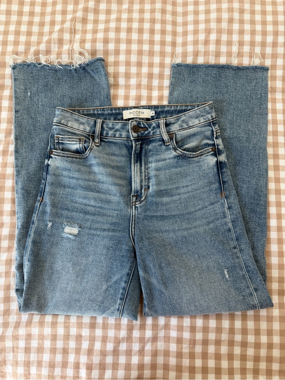 Hidden High-Rise Distressed Medium Wash Women's Jeans